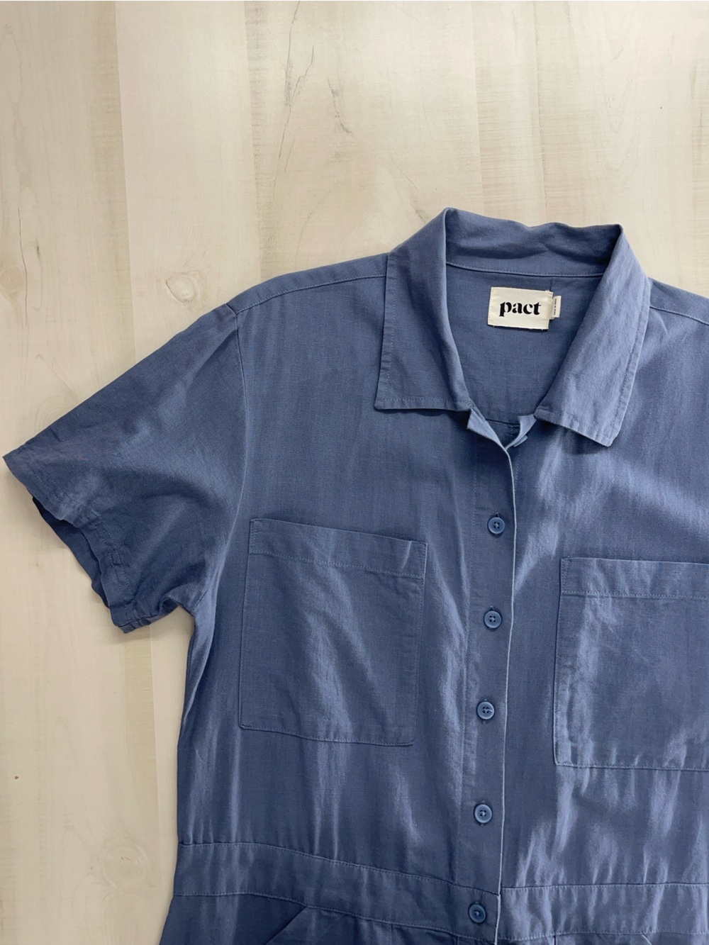 PACT organic blue utility jumpsuit lightweight hemp M - Picture 2 of 6